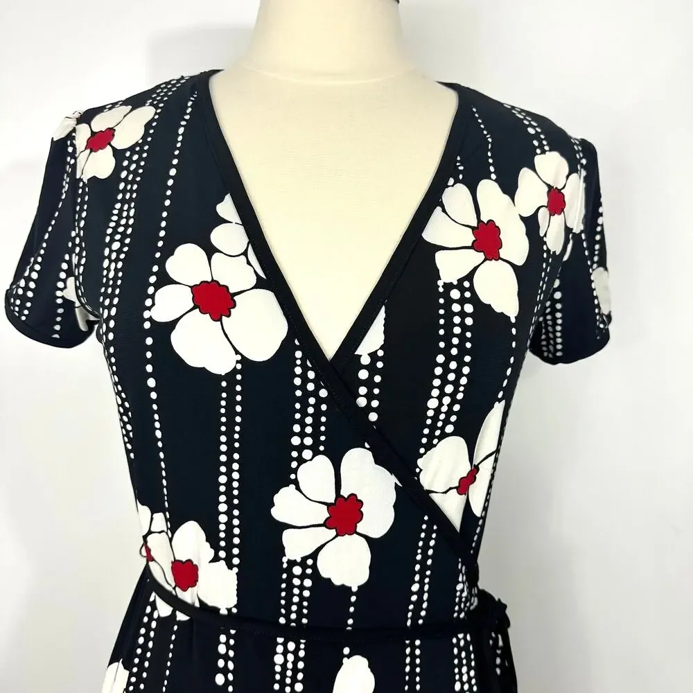 Merona Midi Wrap Dress Floral and Ruffle Detail Medium